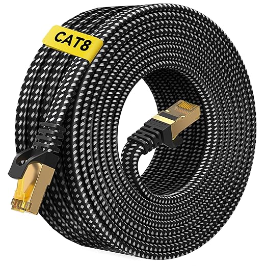 ARISKEEN Cat 8 Ethernet Cable 100 FT, Nylon Braided High Speed Cat8 Network LAN by ARISKEEN