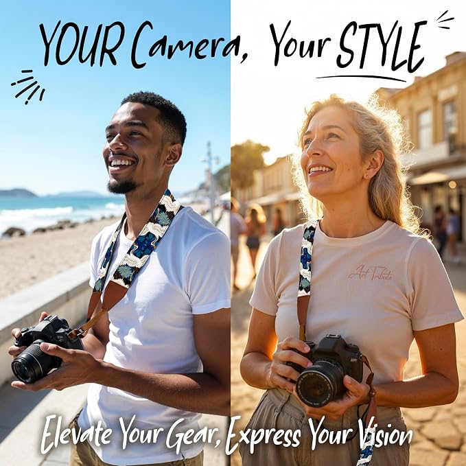 Art Tribute Camera Strap, Vintage Embroidered Neck Shoulder & Crossbody Camera - Image 2