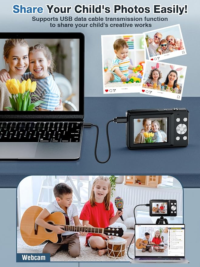 Digital Camera, FHD 1080P Kids Camera 44MP Point and Shoot Digital Cameras - Image 8