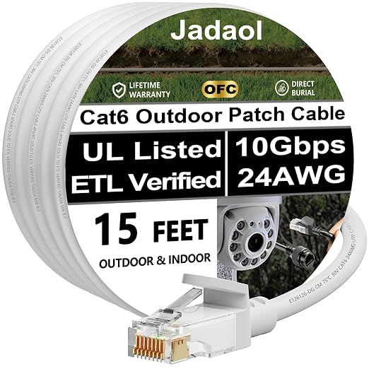 Jadaol Cat 6 Ethernet Cable 15ft, Outdoor&Indoor, 10Gbps Support Cat8/7 Network by Jadaol