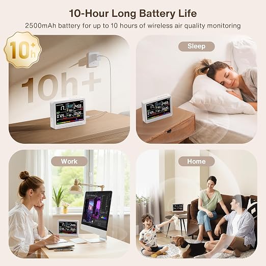 Professional 16 in 1 Air Quality Monitor Indoor 10h Battery & 5.5" Display 9 - Image 2