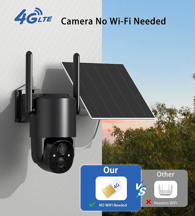 4G LTE Cellular Security Camera: No WiFi Security Camera Outdoor Solar Built-in - Image 2