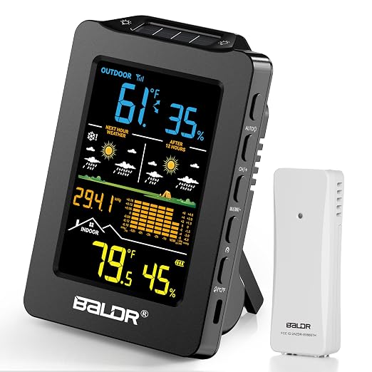 BALDR Weather Station with 1H & 12H Dual Forecast, Rechargeable USB Powered by BaldrInc