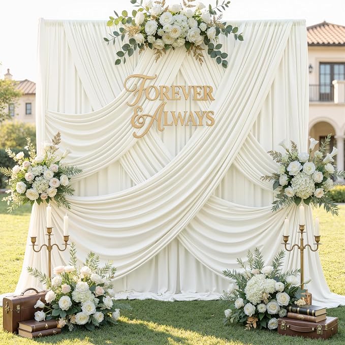 12ft x 10ft Ivory Backdrop Curtains - Image 3