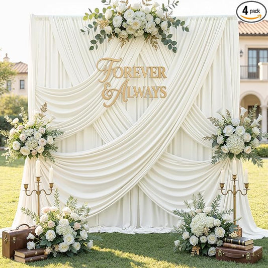 20ft x 12ft Wrinkle Free Ivory Backdrop Curtains by CO-AVE