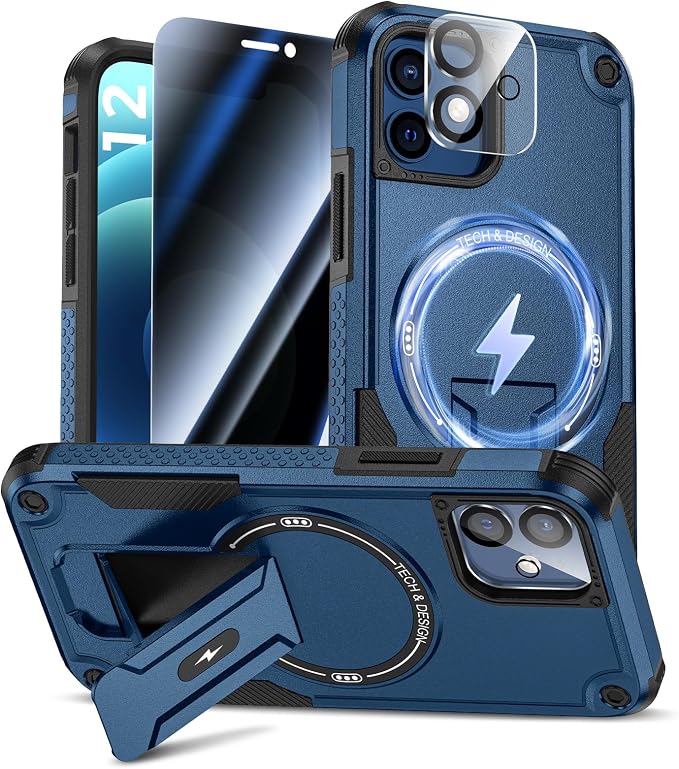 Goton for iPhone 12 Case with Privacy Tempered Glass Screen Protector & Camera by Goton