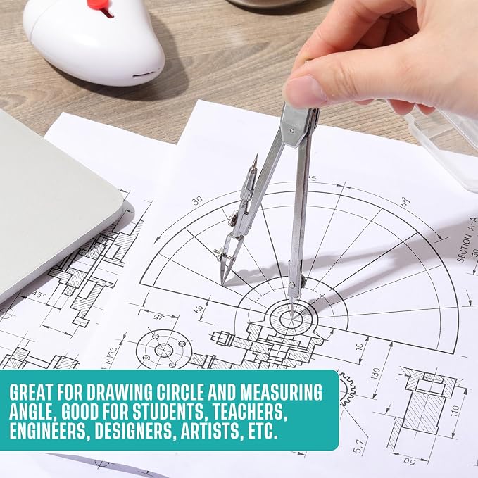 EBOOT Student Geometry Math Set, Drawing Compass and 6 Inch Swing Arm - Image 4