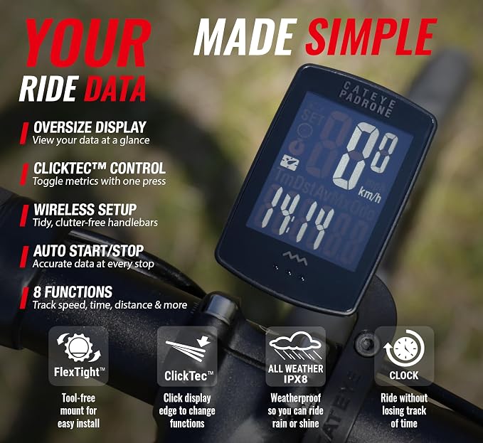 CATEYE Padrone Wireless Bike Computer – Oversized Display Cyclocomputer - Image 3