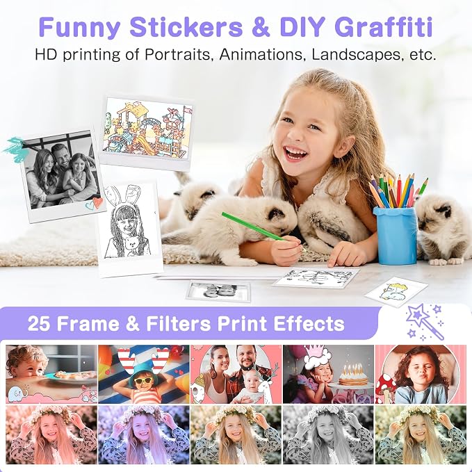 Kids Camera Instant Print, Dual-Lens 48MP Digital Camera - Image 4