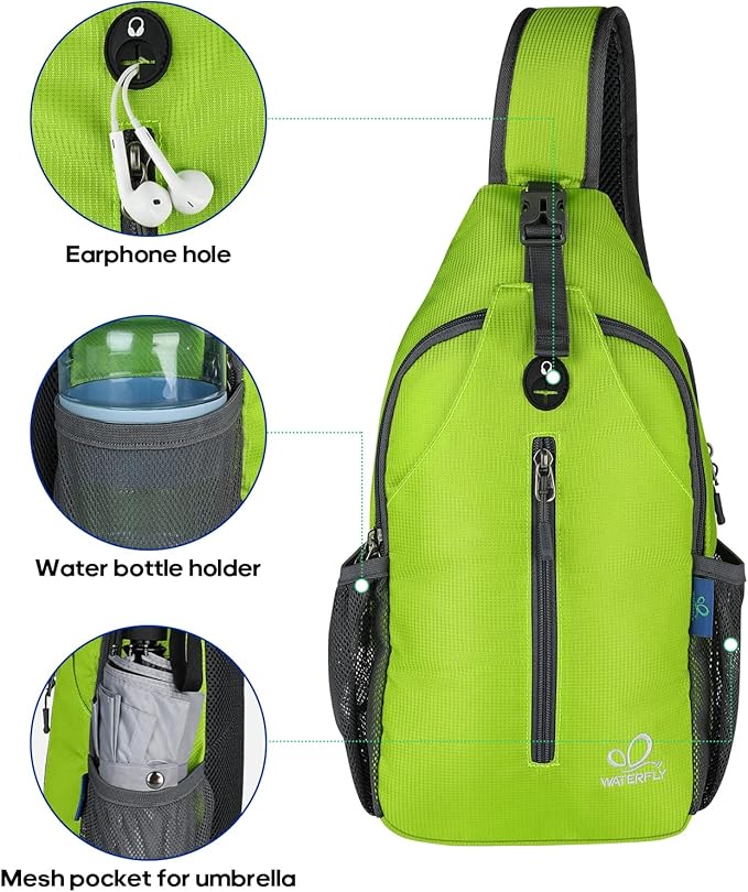 WATERFLY Crossbody Sling Backpack Sling Bag Travel Hiking Chest Bag Daypack - Image 5