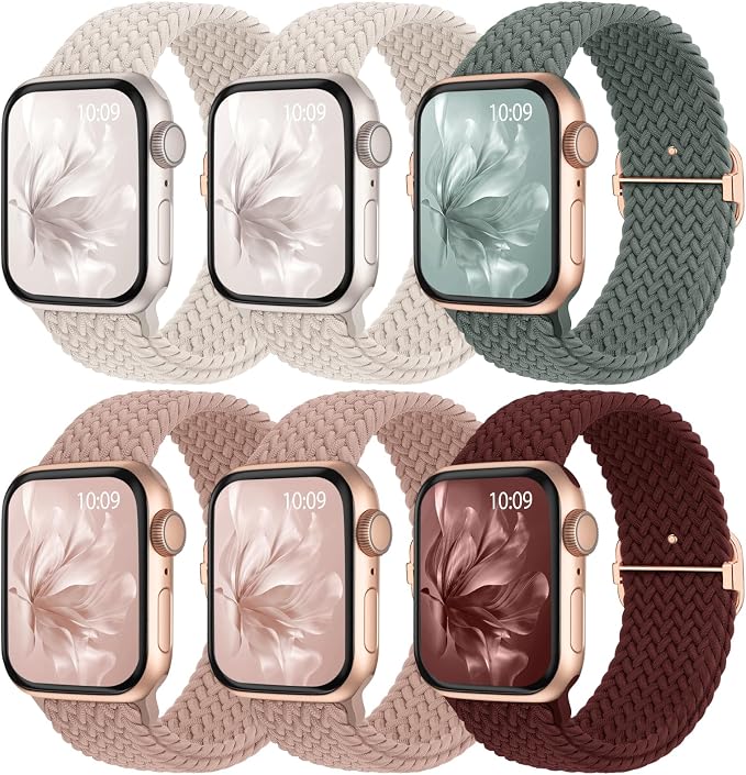 6 Pack Braided Stretchy Bands Compatible by KnossenWatchBand