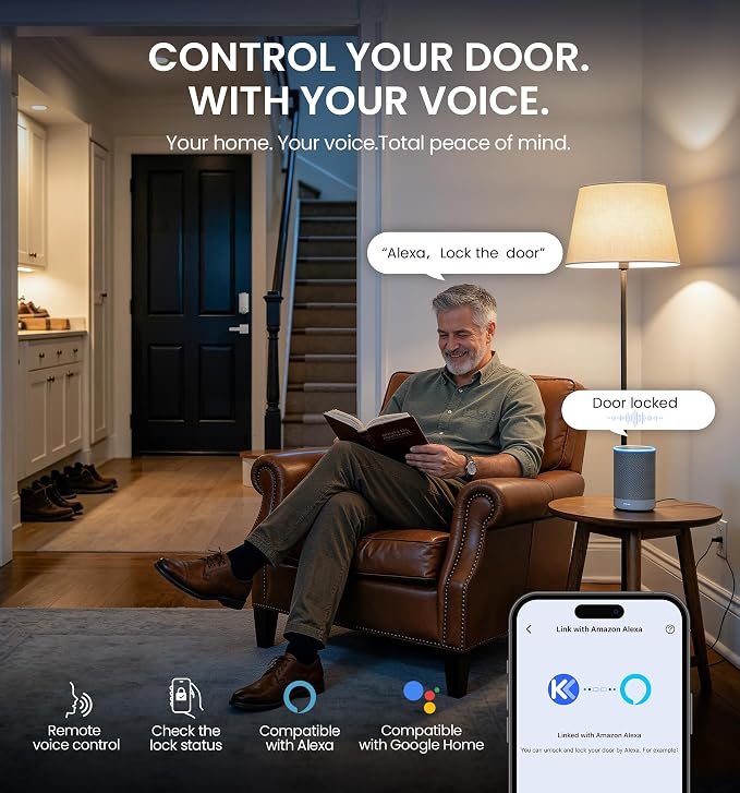 Veise VE012W-H WiFi Smart Front Door Lock Set, Built-in WiFi, App Remote & - Image 4