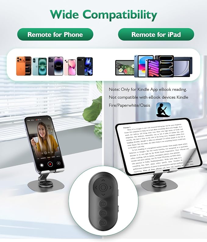 Phone Stand with Remote Wireless Remote Control, Phone Camera Remote Shutter - Image 3