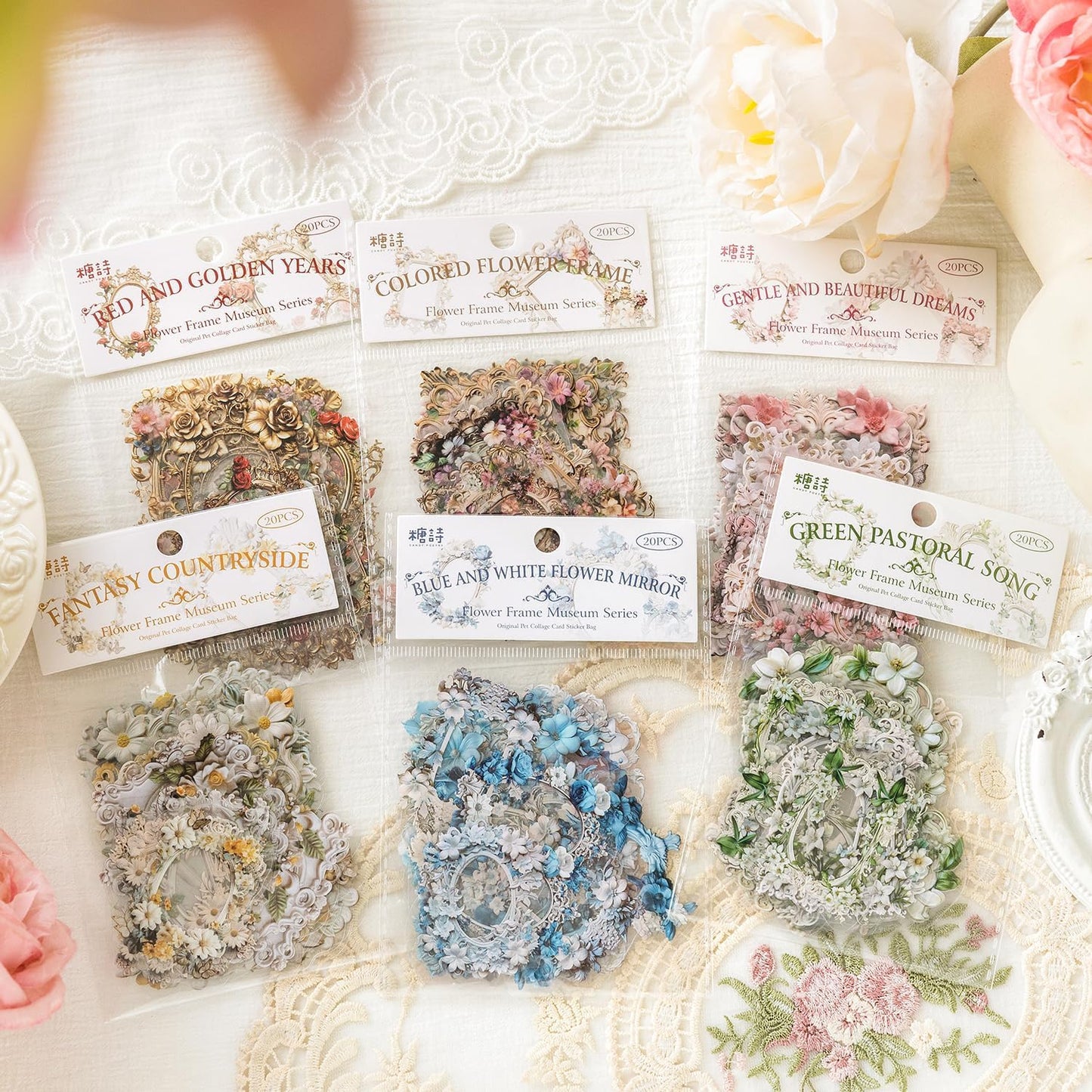 Alideco 120pcs Scrapbook Stickers Romantic Flowers Scrapbooking Junk Journal Crafts Embelishment Decoration Diary Stickers (huakuangbowuguan)