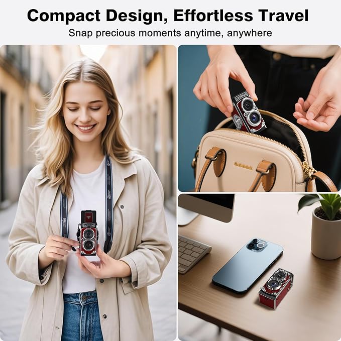 CHUZHAO Vintage Mini Digital Camera, Portable TLR Style Retro Point and Shoot - Image 5