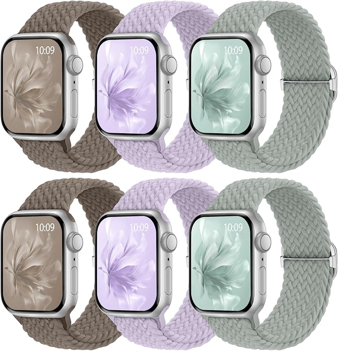 6 Pack Braided Stretchy Bands Compatible by KnossenWatchBand