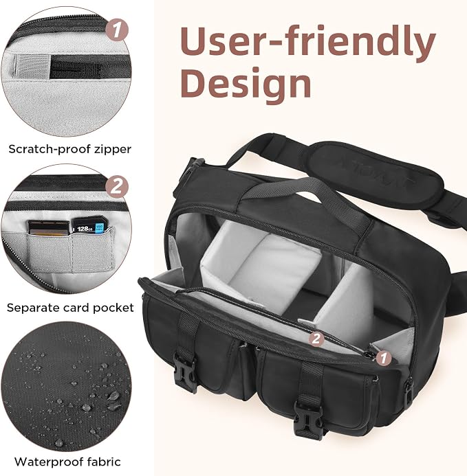 TAAOKA Camera Sling Bag, DSLR Camera Bag - Image 3