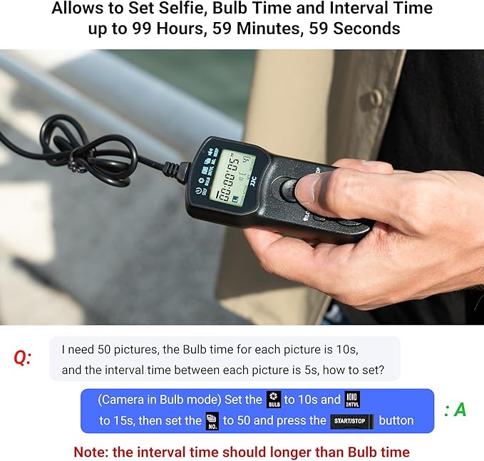 JJC Intervalometer Timer Remote Shutter Release Time Laspe - Image 3