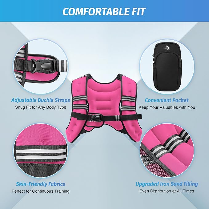 ZELUS Weighted Vest, 6lb/8lb/12lb/16lb/20lb/25lb/30lb Weight Vest - Image 2