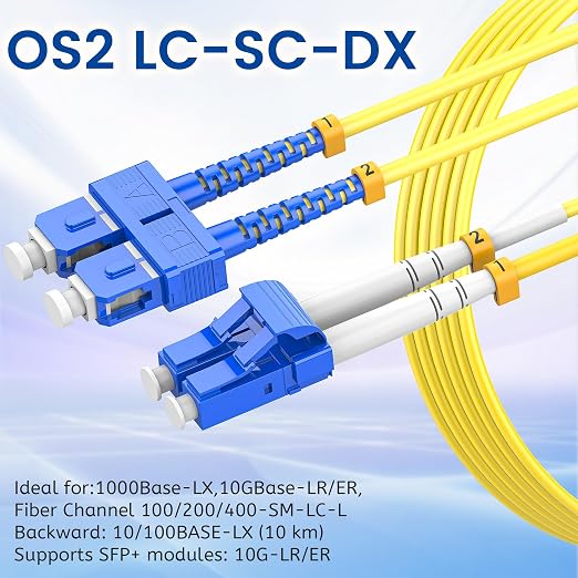 SpeedyCables- 2M-6Pack OS2 LC to SC Single Mode Fiber Patch Cable, 1G/10G - Image 3