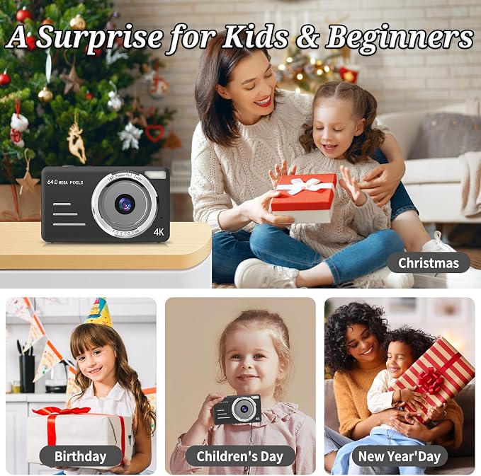 Forc Digital Camera, FHD 4K 64MP Point and Shoot Kids Digital Cameras - Image 6