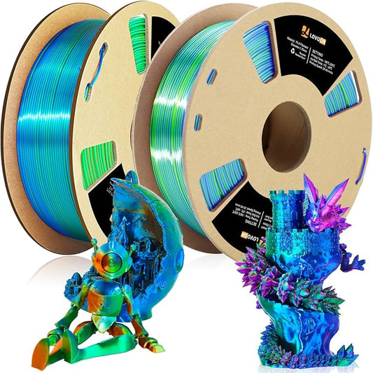 LOVOON Silk PLA 3D Printer Filament Bundle 2 KG, PLA Filament 1.75mm, Shiny by LOVOON