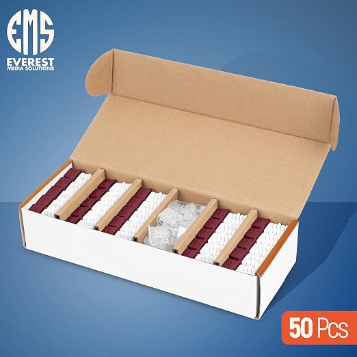 Everest 90° Angled RJ45 Cat6A Keystone Jacks 50-Pack in Red - Image 2