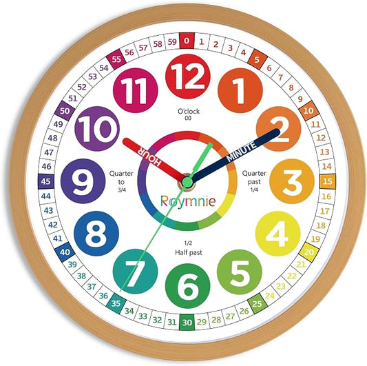 Roymnie Wall Clock 10 Inch for Kids Learning Easily Kids Teaching Clock Analog by Unknown