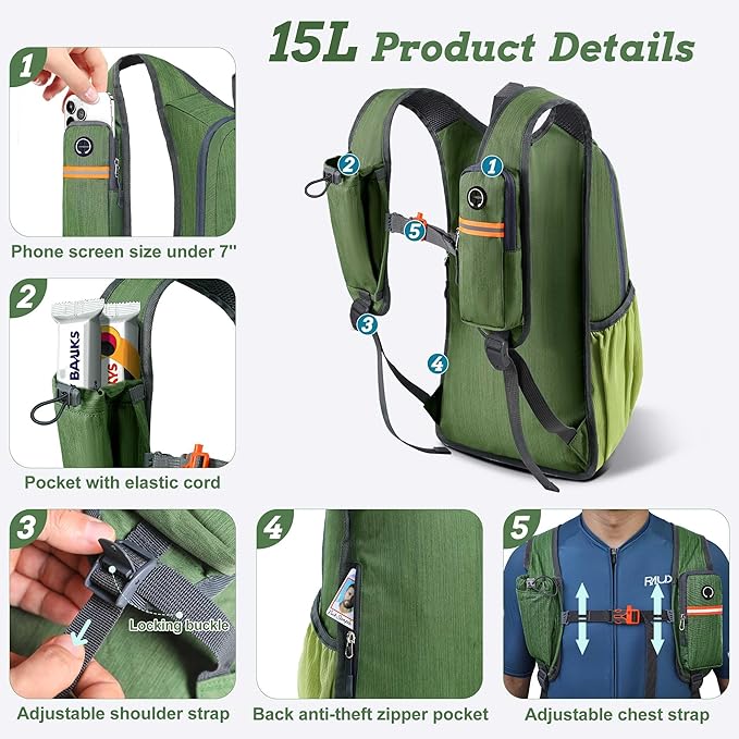 BECOJADDE 15L Small Hiking Backpack - Image 2