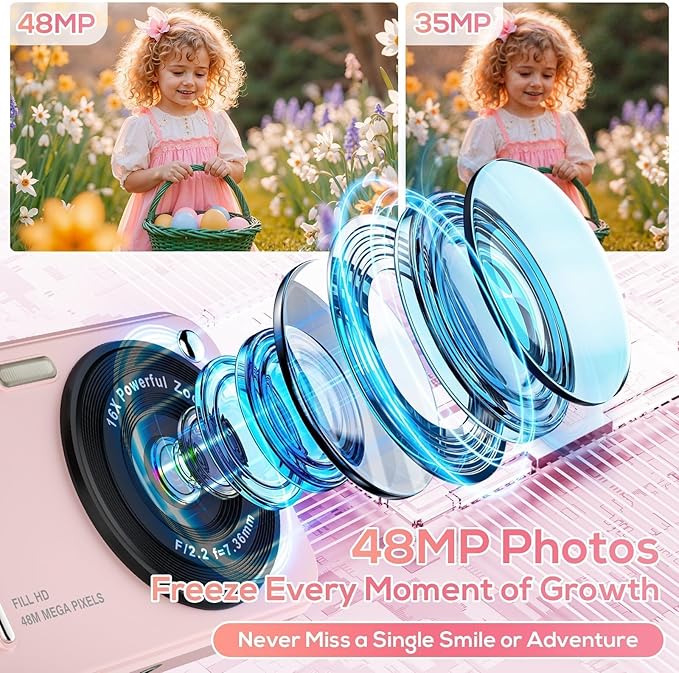Digital Camera for Kids, 48MP FHD 1080P Point and Shoot Digital Cameras - Image 2