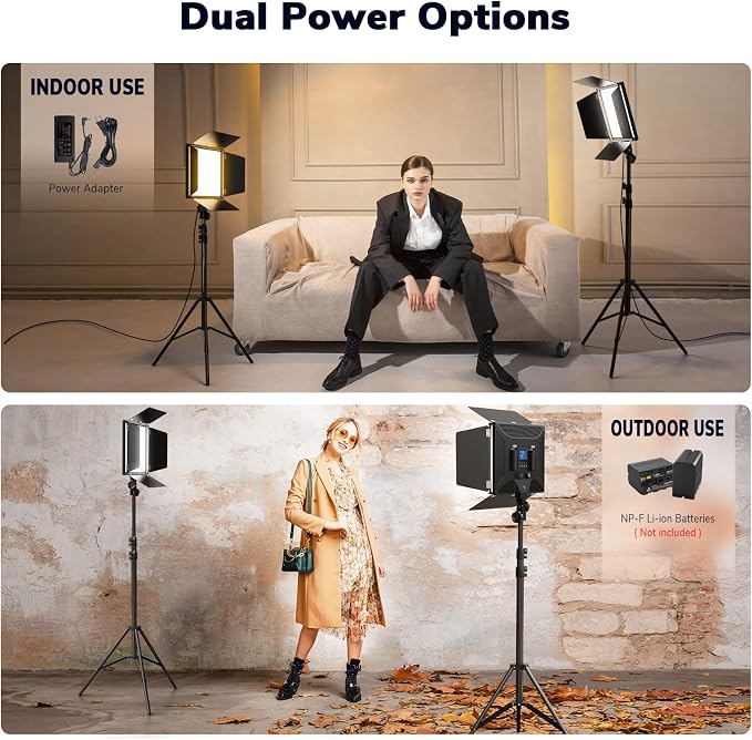 D50 Photography Lighting with Barn Door, 45W 3000K-8000K Dimmable Bi-Color - Image 5