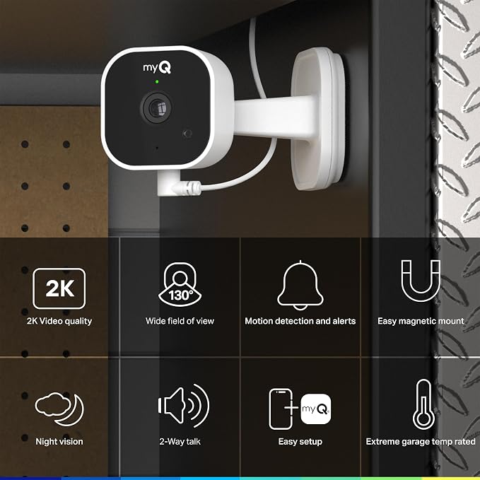 myQ Smart Garage Starter Kit: Garage Door Video Keypad + Rechargeable Battery + - Image 7