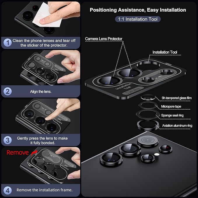 WSKEN for Samsung Galaxy S24 Ultra Camera Lens Protector, Ultra Thin Scratch - Image 6