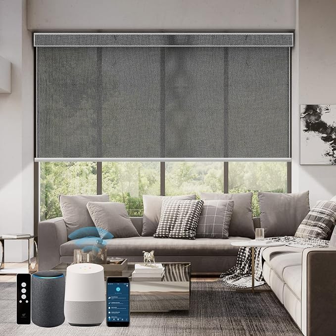 SmartWings Motorized Roller Shades 5% Openness Work by SmartWings