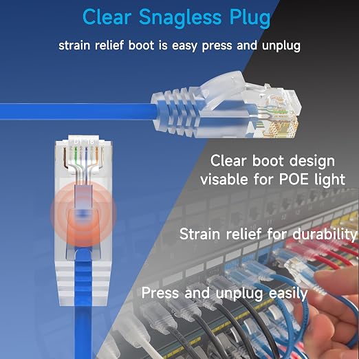 Cat6a Slim Ethernet Patch Cable 10 ft, Cat6a Patch Cable - Image 4