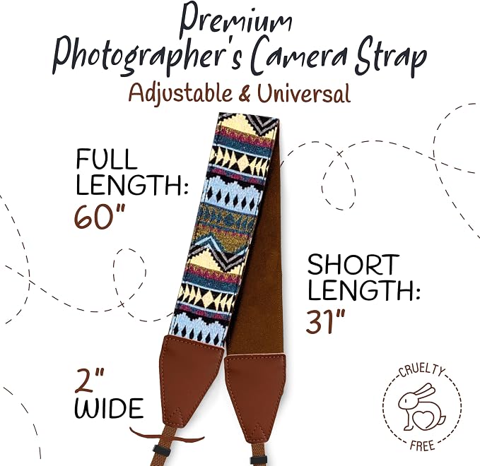 Art Tribute Camera Strap, Vintage Embroidered Neck Shoulder & Crossbody Camera - Image 5