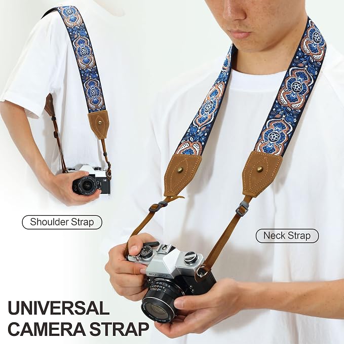 Padwa Lifestyle 2" Wide Classic Crazy Horse Art Cowhide Head Cotton Camera - Image 2