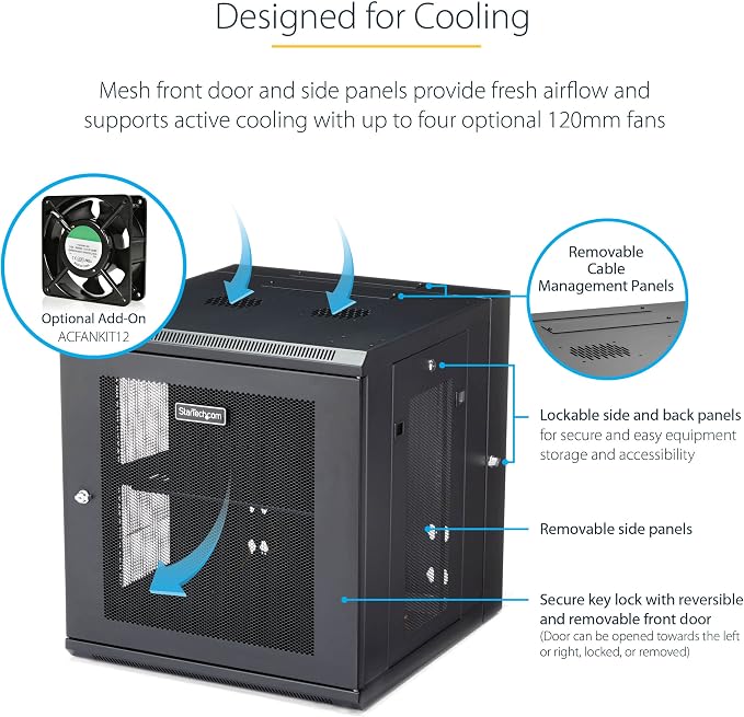 StarTech.com 4-Post 12U Wall Mount Network Cabinet - Image 3