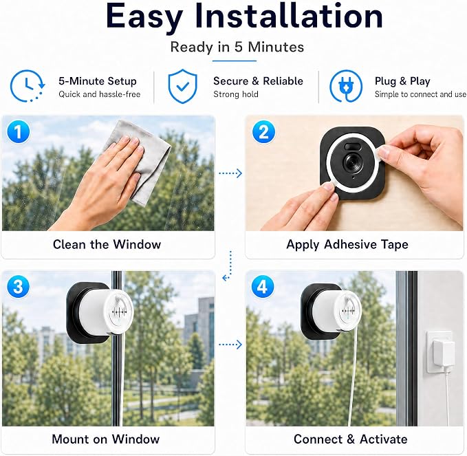 4MP 2K Window Camera, No Glare Thru-Glass Full-Color Night Vision, 2.4GHz & - Image 8