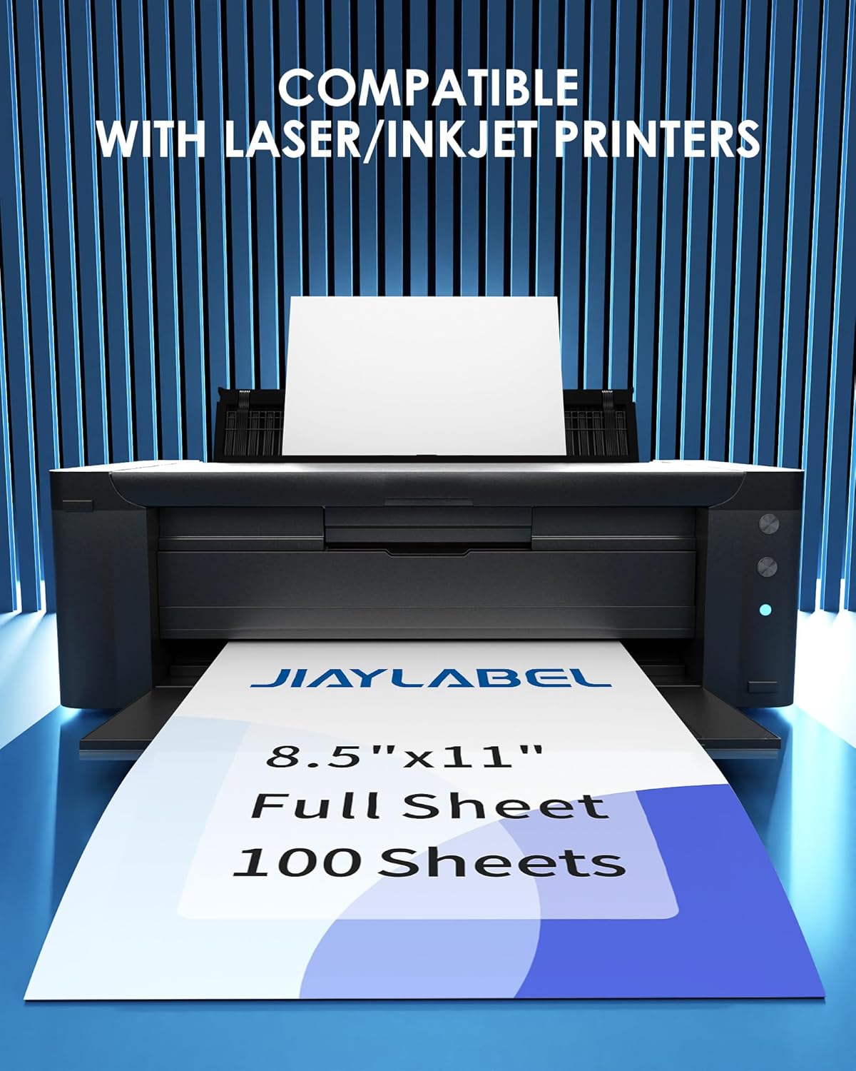 Shipping Label Address Mailing Stickers 8.5 x 11 100 Full Sheets Paper for Inkjet Printer Printable Printing Thank You Labeling to Write on Envelope Storage Bins File Folder Blank White Letter Size