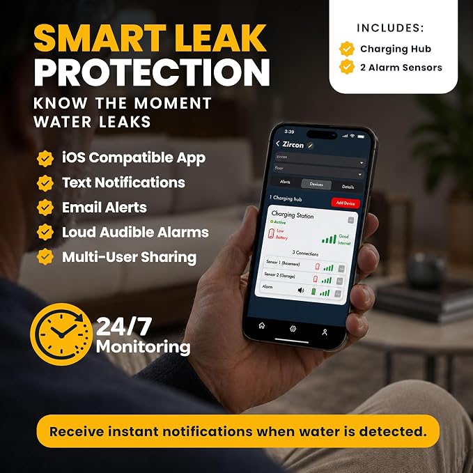 Zircon Leak Alert 360 Smart Water Leak Detector Kit - Image 2