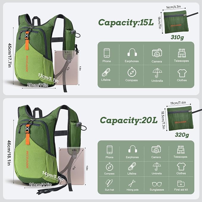 BECOJADDE 20L Small Hiking Backpack - Image 4