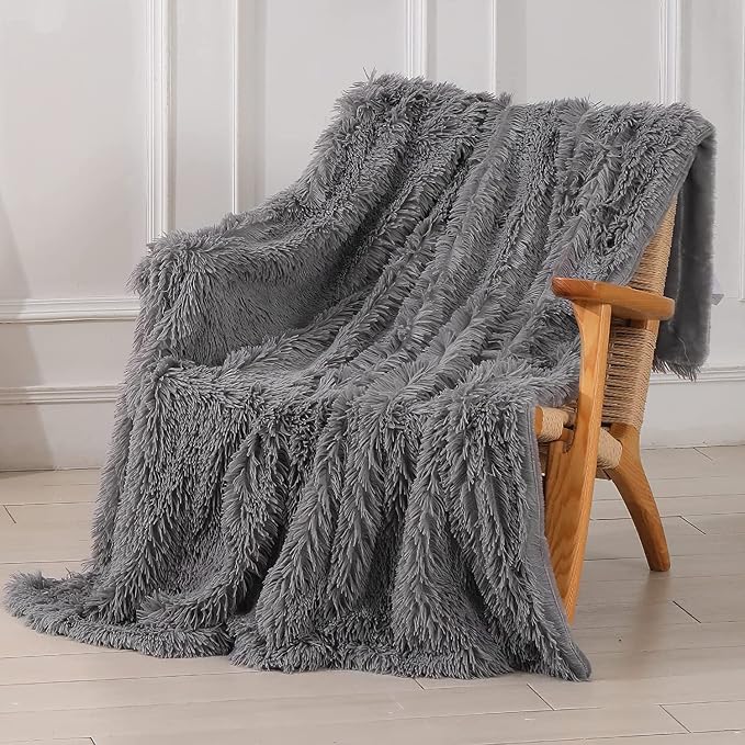Tuddrom Decorative Extra Soft Faux Fur Throw Blanket 70" x 78", Solid Fuzzy by Tuddrom