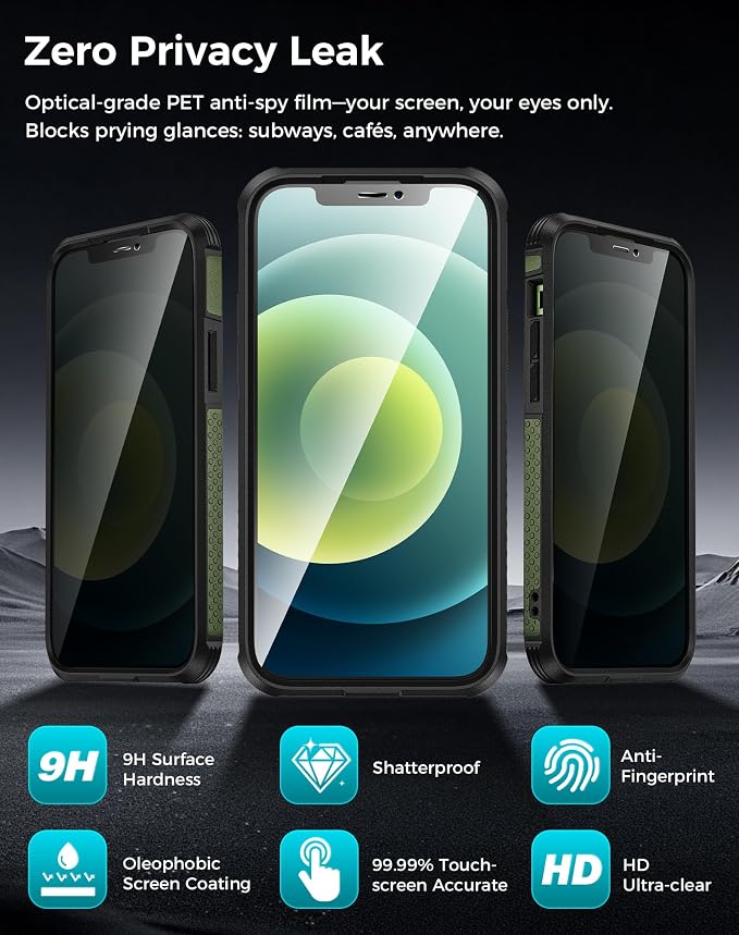 Goton for iPhone 12 Case with Privacy Tempered Glass Screen Protector & Camera - Image 5
