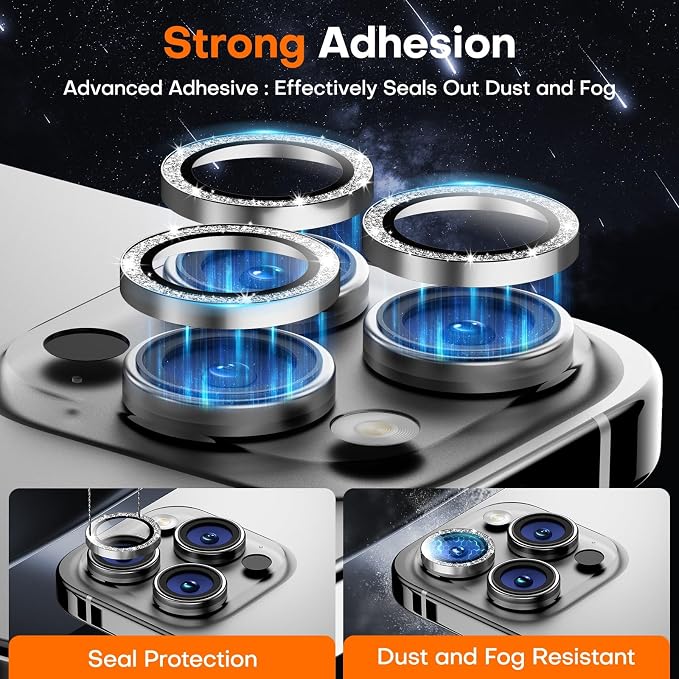for iPhone 15 Pro/15 Pro Max Camera Lens Protector, Tempered Glass Screen - Image 2