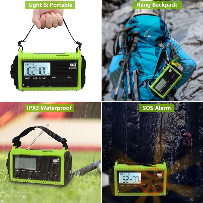 Raynic Emergency Weather Radio, 5000mAh/18500mWh Weather Radio, Portable Solar - Image 5