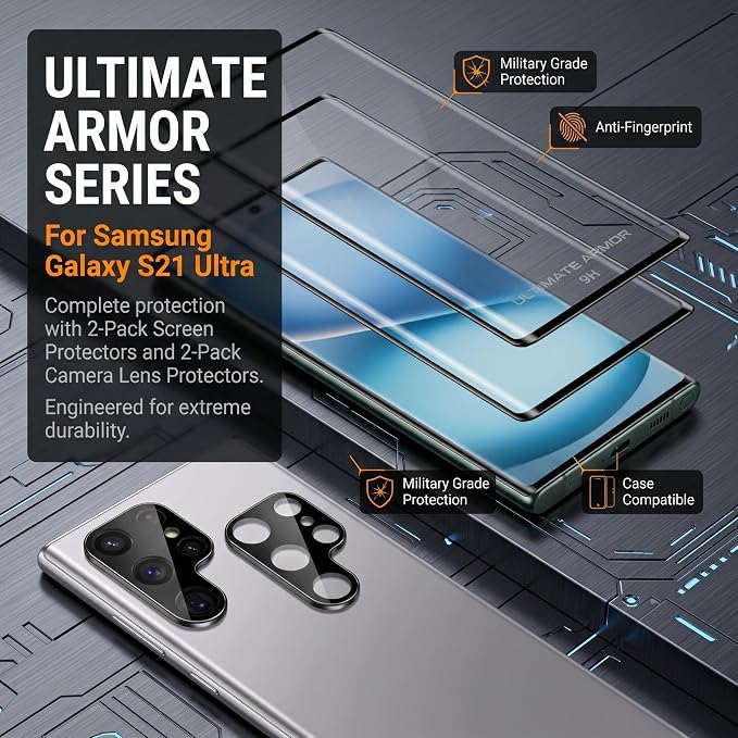2 Pack Galaxy S22 Ultra Screen Protector, HD Clear Tempered Glass, 2 Pack - Image 9
