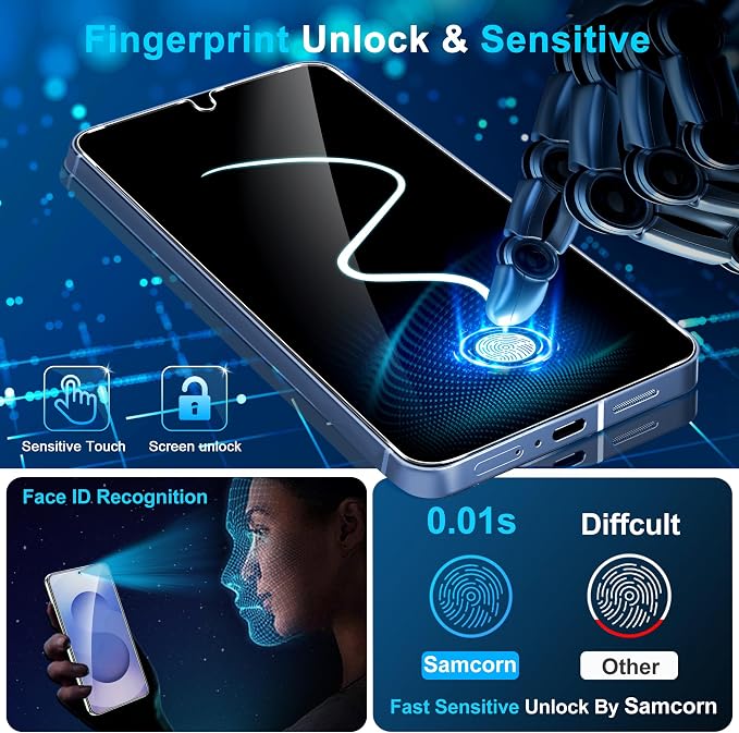 Pack Galaxy S25 FE Screen Protector, HD Clear Tempered Glass, Fingerprint Unlock - Image 4