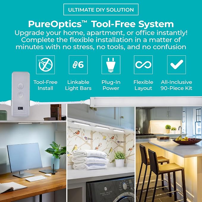 PureOptics LED Works with Alexa Smart Under Cabinet Lighting Kit, Adjustable - Image 5