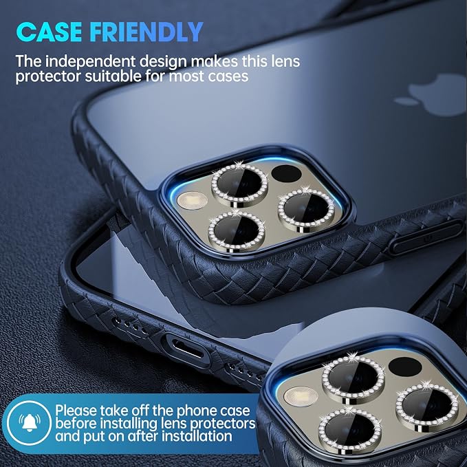 for iPhone 15 Pro/iPhone 15 Pro Max Camera Lens Protector Bling Individual - Image 6